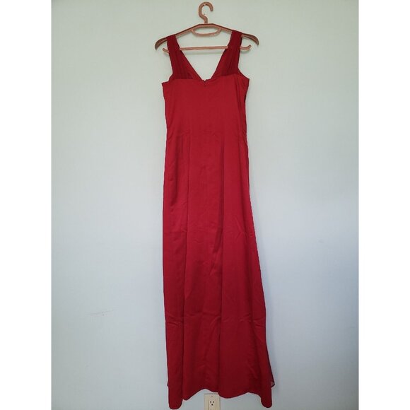 Davids Bridal Womens 2 Formal Maxi Dress Red V Neck Prom Bridesmaid D19352 - Picture 2 of 5